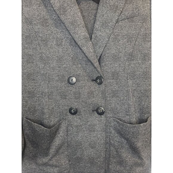 Cabi Womens Gray Black Bond Plaid Stretch Double Breasted Blazer Jacket Sz L - Picture 2 of 13
